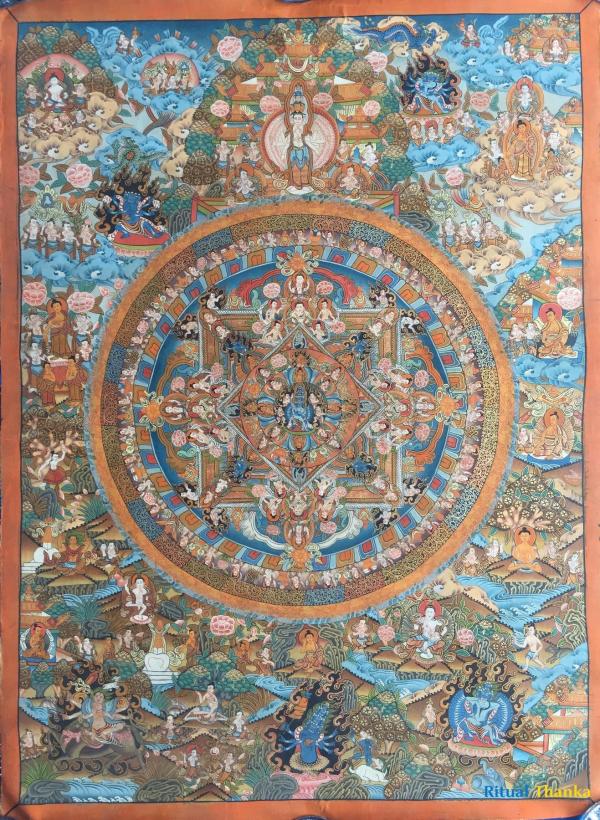 Old Vajra Heruka Mandala thangka/Buddhist thangka